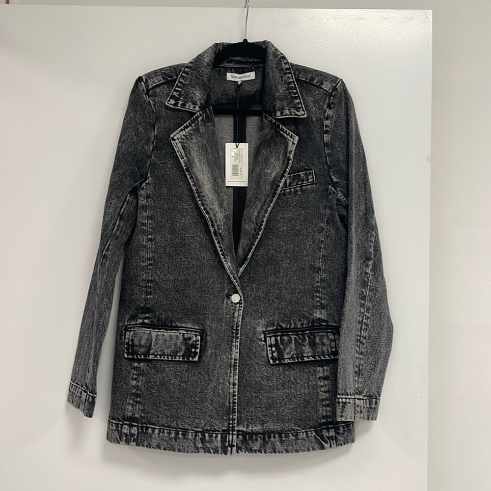 NWT We Wore What blazer grey denim size Small - Picture 1 of 3